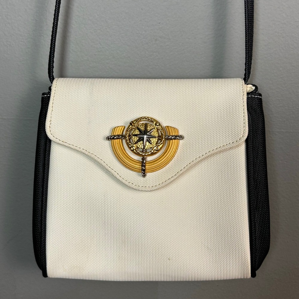 Rodo Italy Nautical Crossbody Bag Compass Star whimsical VTG New England Preppy